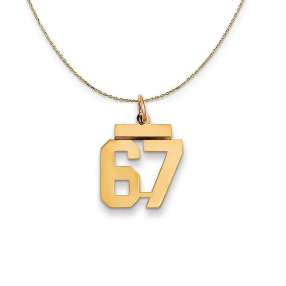 yellow gold 14k gold number pendant